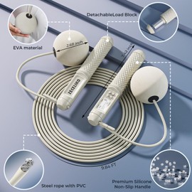 ZECELIKO Smart Jump Rope with LED Display and Jump Counter, Weighted Cordless Design for Home Gym & HIIT, Adjustable Steel Wire for Fitness, Tracks Jumps, Calories & Time, for Men, Women & Kids