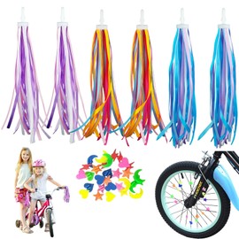 ZDL Children's Bicycle Streamers, 3 Pairs of Handlebar Colourful Bands, Handlebar Fringe Streamer Ribbons for Children's Bicycle, Streamer Bicycle Grips Tassels Ribbons for Decoration