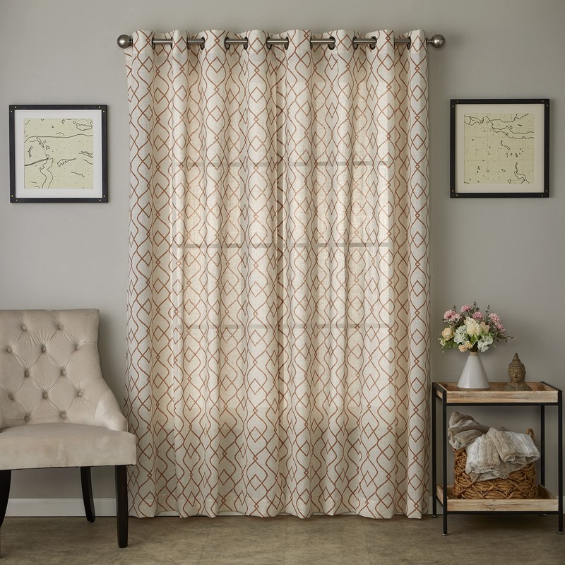 SKL Home by Saturday Knight Chainlink Window Curtain Panel,52x84,Spice