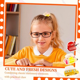 KICOSY 3PCS Back to School Hair Claw Pencil Apple and School Bus Shape Hair Clips Funny Teacher Claw Clips Cute Teacher Gifts