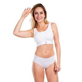 LIPOELASTIC® PI Super Variant - Seamless cotton cups, front adjustable hook and eye closure, fully opening adjustable straps, black