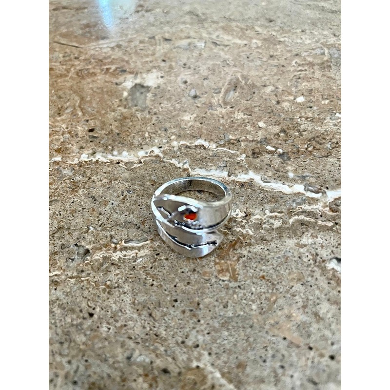 CrownOfRibbons Adjustable Robin Bird Ring, Silver Wrap Ring, Nature Inspired