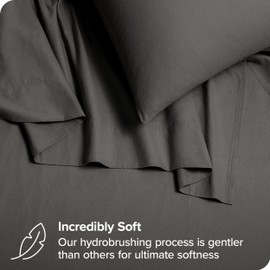 Bare Home Organic Cotton Flannel Sheet Set - California King Size - 100% Cotton - Double Brushed for Extra Softness & Comfort - Warm, Cozy, and Durable - Breathable - Bed Sheets (Cal King, Grey)