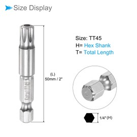 CoCud Magnetic Star 7 Point Bits TT45 Head 1/4 Inch Hex Shank 2 Inch Length S2 Steel 5 Points Tamper Proof Torx Screwdriver Bits - (Use: for Electric Screwdriver) Pack of 1
