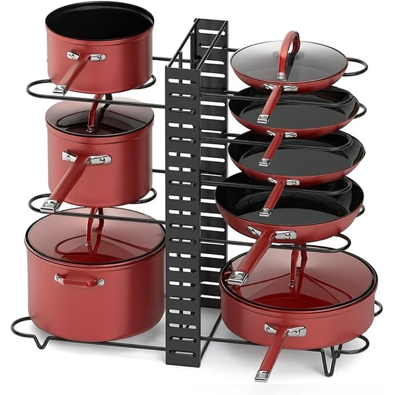 Pots and Pans Organizer for Cabinet, 3-in-1 Adjustable Cookware Storage