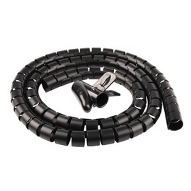 Chengsi Cable Sleeve Organizer Cord Wire Wrap Coiled Tube Cable Management Sleeve for Home Office PC TV (Black Length59inches Diameter1.1inches)