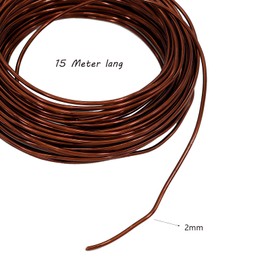 MEETGIFT 15 m 2 mm Craft Wire Copper Flower Wire Jewellery Wire Binding Wire Garden Wire Jewellery Making Aluminium Wire for Jewellery Crafts, Modeling, Fittings and Sculptures (Antique Copper Colour)