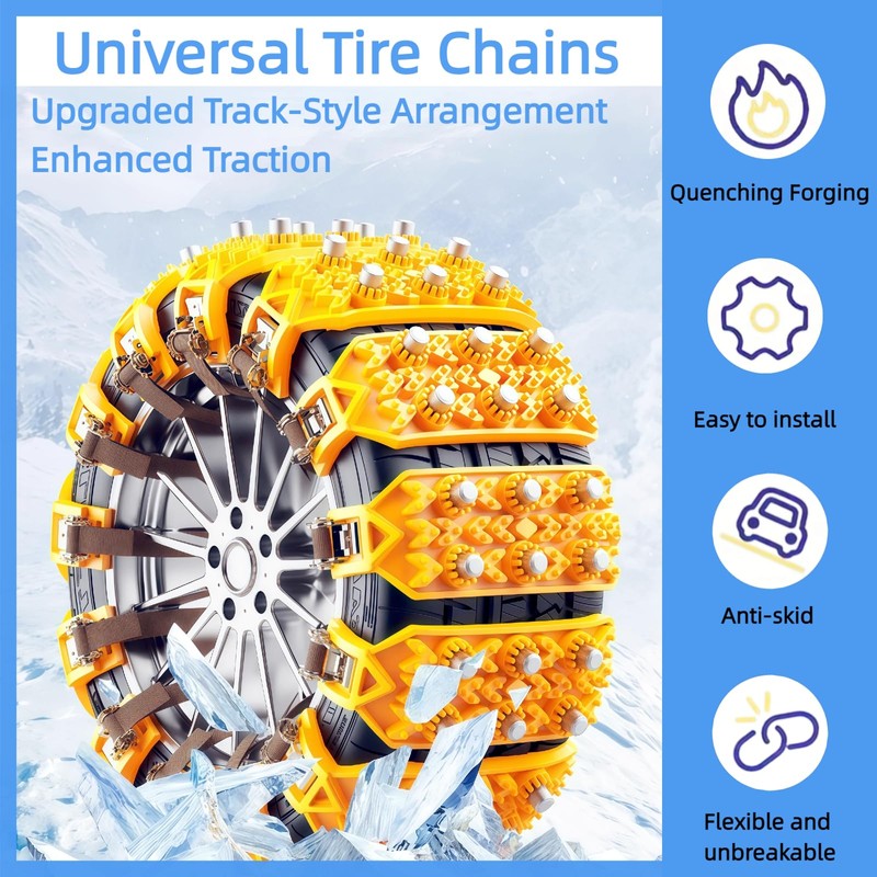 6 Pack Universal Tire Chains,Emergency Portable Snow Chains Suitable for