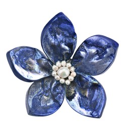 AeraVida Blue Mother of Pearl & Cultured Freshwater Pearl Flower Blossom Brooch Pin | Pearl Brooch | Flower Brooch