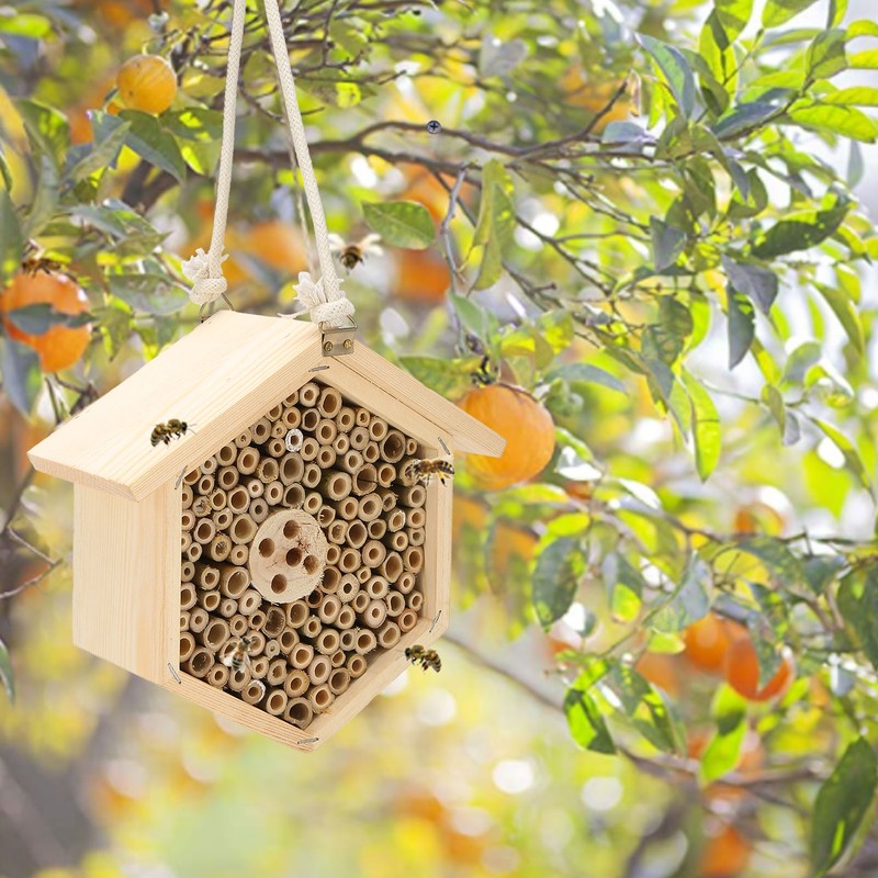 Wooden Bee House Decorative Hanging Insect House Insect Hotel for