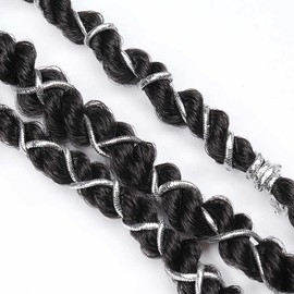 GOLD OR SILVER STRETCHY METALLIC CORD STRING BRAIDING HAIR ACCESSORIES (2m Silver)
