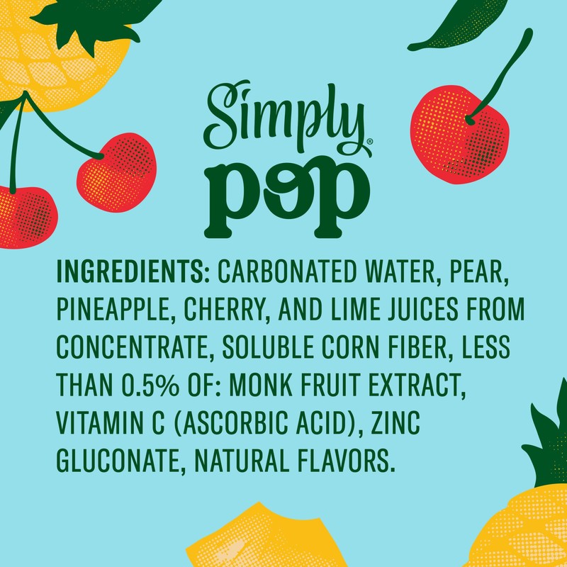 Simply POP Prebiotic Soda Fruit Punch Cans, 12 fl oz,