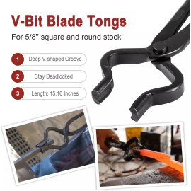 Unbranded Knife Making Tongs Set Tools Blacksmith Bladesmith Tong Vise Anvil Forge 4PCs