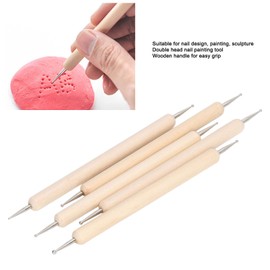 5pcs Tracing Stylus DIY, Leather Goods Leather Tools Making Wooden Handle Stainless Steel Double Head Ball Tip Embossing Stylus for Art Projects,Leather Tools