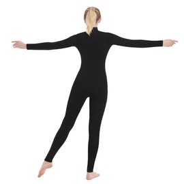 SUPRNOWA Women's Jumpsuit Bodycon Footed Unitard Long Sleeve Bodysuit with Zipper Comfortable Spandex One-Piece Dance Costume (S, Nude Footed)