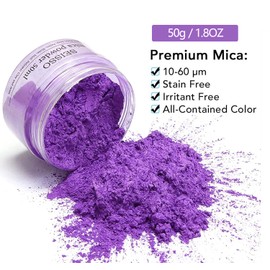 Lavender Purple Mica Powder for Epoxy Resin 1.7 oz /50g Powdered Pigment for Soap Colorant Bath Bomb Dye, Cosmetic Grade for Lip Gloss, Acrylic Nails Polish, Craft Projects