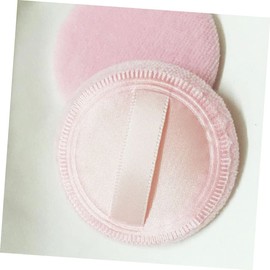 Outanaya 8pcs Cotton Makeup Powder Puff with Ribbon Soft Velour Round Cosmetic Blending Sponge for Foundation for Home Salon Travel Use Pink