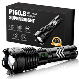 Sinvimes Rechargeable Flashlights High Lumens, XHP160.8 Powerful Tactical Flashlight with Zoomable & 6 Modes & IPX7 Waterproof, Super Bright Flashlight for Camping, Hiking, Emergencies