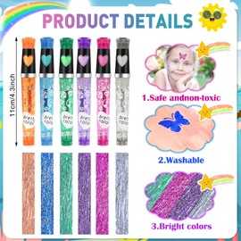 HOWAF 6 Colours Tattoo Pens for Skin, Glitter Tattoos for kids Temporary Tattoo Pens Kids Face Paint Body Markers and 110 Tattoo Stencils for Boys Teenage Girls Gifts Birthday Christmas Party