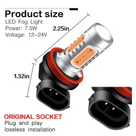 Teguangmei 2Pcs Pink H8/H11 LED Fog Light Bulbs COB 7.5W High Power Super Bright Lamps 6500K Driving Daytime Running Light DRL 12V