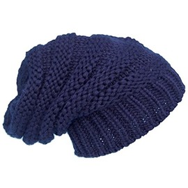 Cool4 A20 Men's Women's Unisex Knitted Beanie Slouch Chunky Knit Beanie Hat, darkblue,