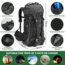 SKTHAXER Premium Hiking Camping Backpack Set, Casual Style with Inflatable Sleeping Pad, Trekking Poles, Monocular, Water Filter Bottle & LED Headlamp - Adventure Essentials for Outdoor Explorers