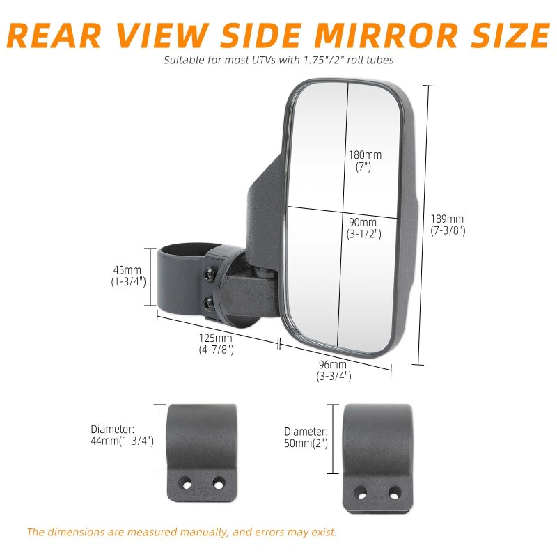 KEEPDSGN UTV Side Mirrors 1.75" & 2" Bar For John