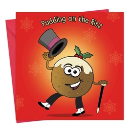 Twizler Merry Christmas Card with Christmas Pudding – Happy Christmas Card – Xmas Card – Funny Christmas Card – Womens Christmas Card – Mens Christmas Card –Male Christmas Card – Female Christmas Card
