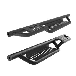 Running Boards Compatible with 2007-2018 Wrangler JK JKU Unlimited 2 Doors, Black Powder Coated Steel Nerf Bar, Two Stairs, 6 Inch Side Steps