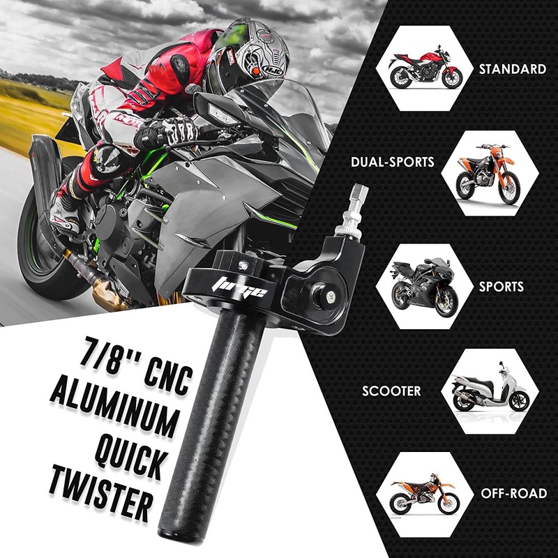 Throttle Grip Motorcycle 22mm CNC Aluminum Quick Twister Throttle Cable