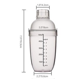 2 Pcs Plastic Cocktail Shaker,Drink Mixer Boba Tea Shaker,Professional Bar Tools Set (17oz/500cc)