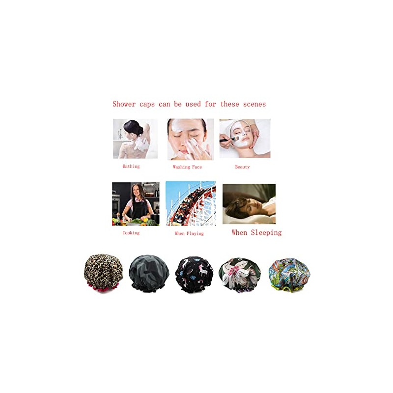 (Lily) - Quanchen Shower Cap for Women Long Hair,Reusable Elastic