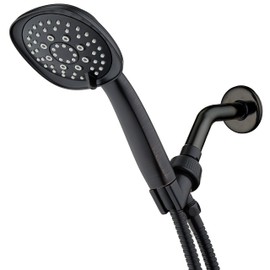 AquaDance, Oil-Rubbed Bronze Luxury Square 6-setting High-Pressure Hand Extra-Long 72" Stainless Steel Hose, Bracket, Solid Brass Fittings, Finish. Premium Handheld Shower Head from Top American