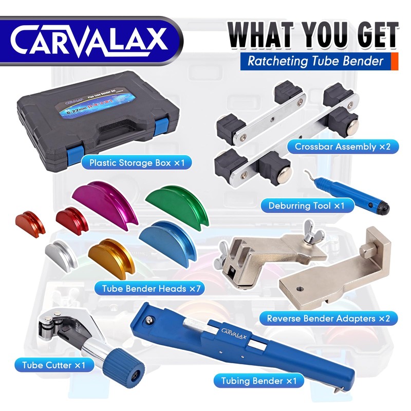 CARVALAX 90° Ratcheting Tube Bender Kit - 7 Color-Coded Aluminum