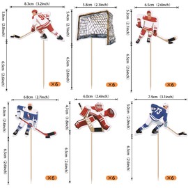 Xsstarmi 36 confezioni da hockey Cupcake Toppers Hockey Game Player Cupcake Picks per Hockey Sports Compleanno Matrimonio Anniversario Accessori per Feste Decorazioni Torte