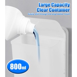 Zaxiva 800 ml Wall Mounted Soap Dispenser, Manual Liquid Soap Dispenser, No Drilling, Ideal for Commercial Bathrooms, Use with Disinfectants and Hand Soaps, ABS White, Large Capacity