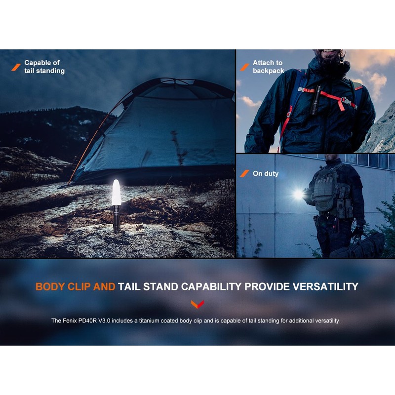 Fenix PD40R v3.0 Tactical Flashlight, 3000 Lumen USB-C Rechargeable Long