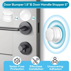 10 Packs Clear Rubber Door Bumpers (4 Pcs Door Bumper 1.5" & 6 Pcs Door Handle Stopper 2"), Doors Knob Wall Protector for Doors Handle, Cabinet Protection, Durable Self - Adhesive