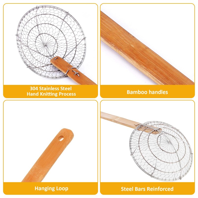Letschef Stainless Steel Spider Strainer Asian Kitchen Wire Food Cooking