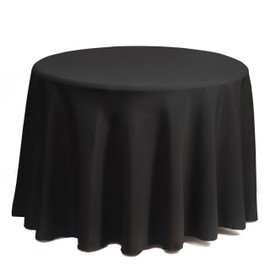 Gee Di Moda Round Tablecloth - 90 Inch Black Round Table Cloth for 30 to 60 Inch Round Tables - Heavy Duty Washable Fabric - for Buffet Table, Holiday Party, Dinner, Wedding & Baby Shower