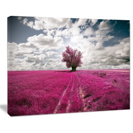 Designart PT9412-20-12 Purple Tree Dreamscape Landscape Photo Canvas Print, 12" H x 20" W x 1" D 1P