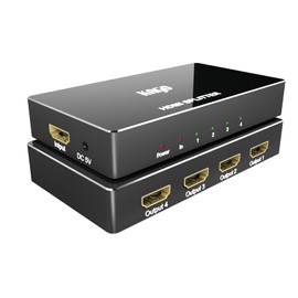 KAGO HDMI Splitter - 1 in 4 Out TV Splitters Premium Quality High Resolutions Support HDMI 2.0, HDCP 2.2, 18 Gbps 4K@60Hz 2k@120Hz 36-Bit Deep Color UltraHD,Plug&Play