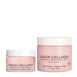 Pacifica Beauty Vegan Collagen Overnight Recovery Face Cream & Undereye Cream Set with Hyaluronic Acid, Caffeine, Vitamin E & C – Deep Hydration & Moisturization for Aging, Dry Skin – Anti-Aging, Firming, Nourishing – 2 Count, Pink