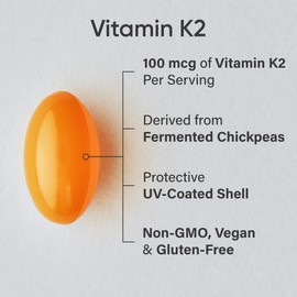 Sports Research® Vitamin K2 as MK-7 100mcg with Coconut MCT Oil - 60 Veggie Softgels (2 Month Supply) Vegan Certified, Non-GMO Verified, Gluten & Soy Free