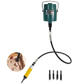 Electric Wood Chisel Hanging Mill Grinding Woodworking Carver Pedal Control Engraving Machine Wood Chisel Carving Machine with Handle 5 Blades + Foot Control Pedal (110V) (110V)