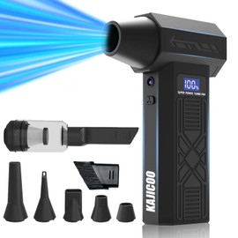 KAJICOO Air Duster, Electric Air Duster, Blower, Small, 230,000 RPM, High Speed Rotation, Powerful, Maximum Wind Speed of 492.2 ft/s (150 m/s), 4 Levels of Air Flow Adjustment, 8 Types of Nozzles, LED