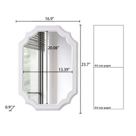 Sintosin Rustic Oval Mirrors for Wall Decor 17 X 23 Inch, Handmade Distressed White Vintage Mirror for Bathroom Bedroom, Hanging Farmhouse Decorative Wood Wall Mirror, Horizontal or Vertical