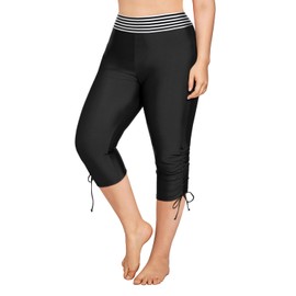 Holipick - Pantalones de natación para mujer, talla grande, con cordón, UPF50+, Raya negra, 38 Más