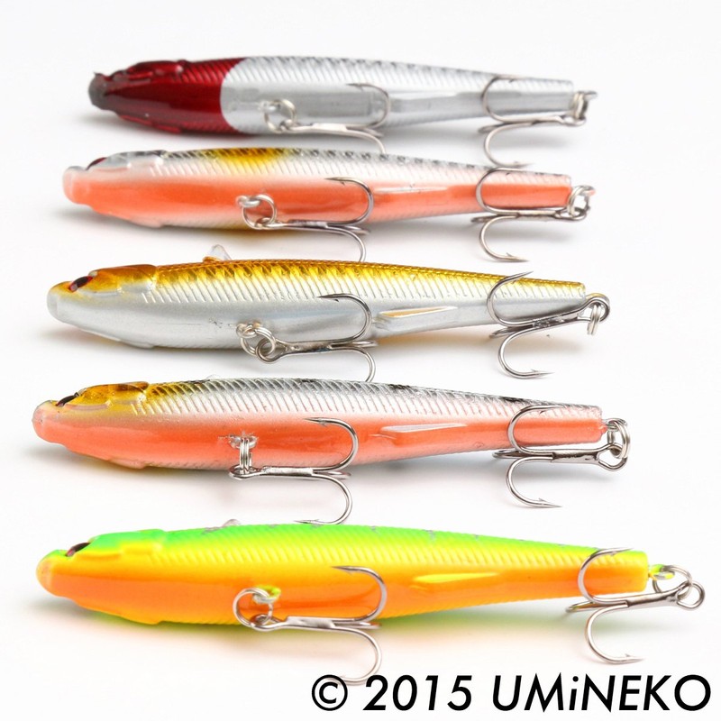 UMINEKO Gulf Seabass Rolling Action Sinking Jig Bait Minnow Set
