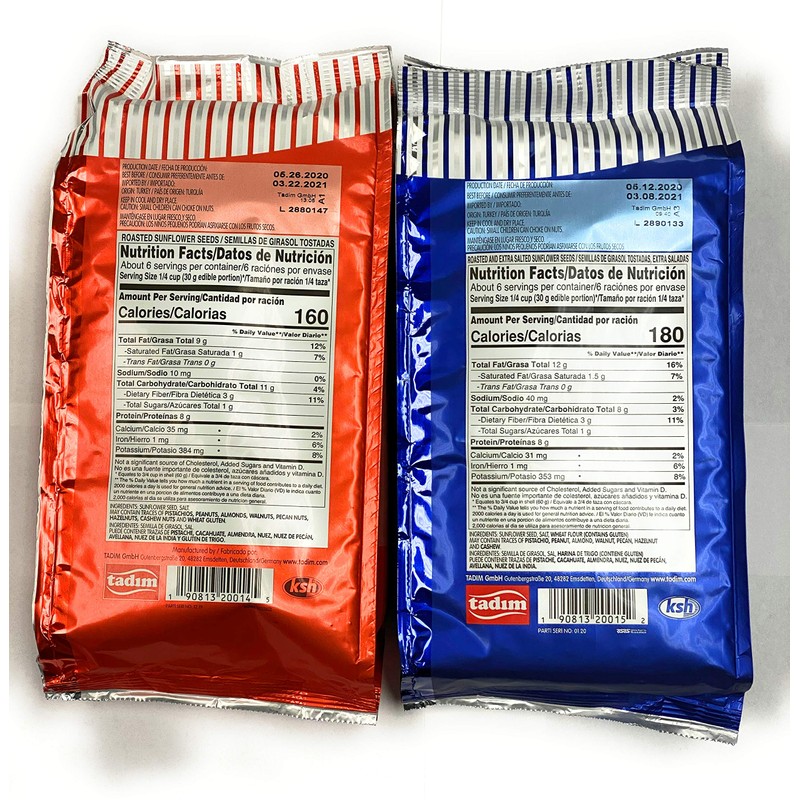 Tadim Salted and Extra Salted Sunflower Seeds 12 oz Pack